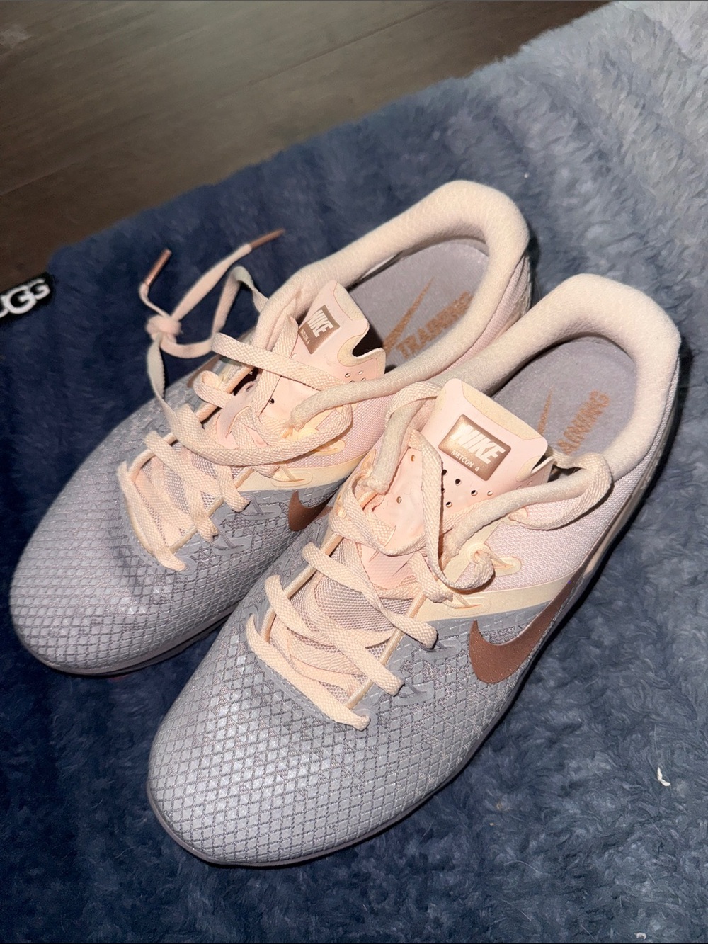 Nike Women’s Training Sneakers - Blush Pink & Light Gray with Rose Gold Swoosh